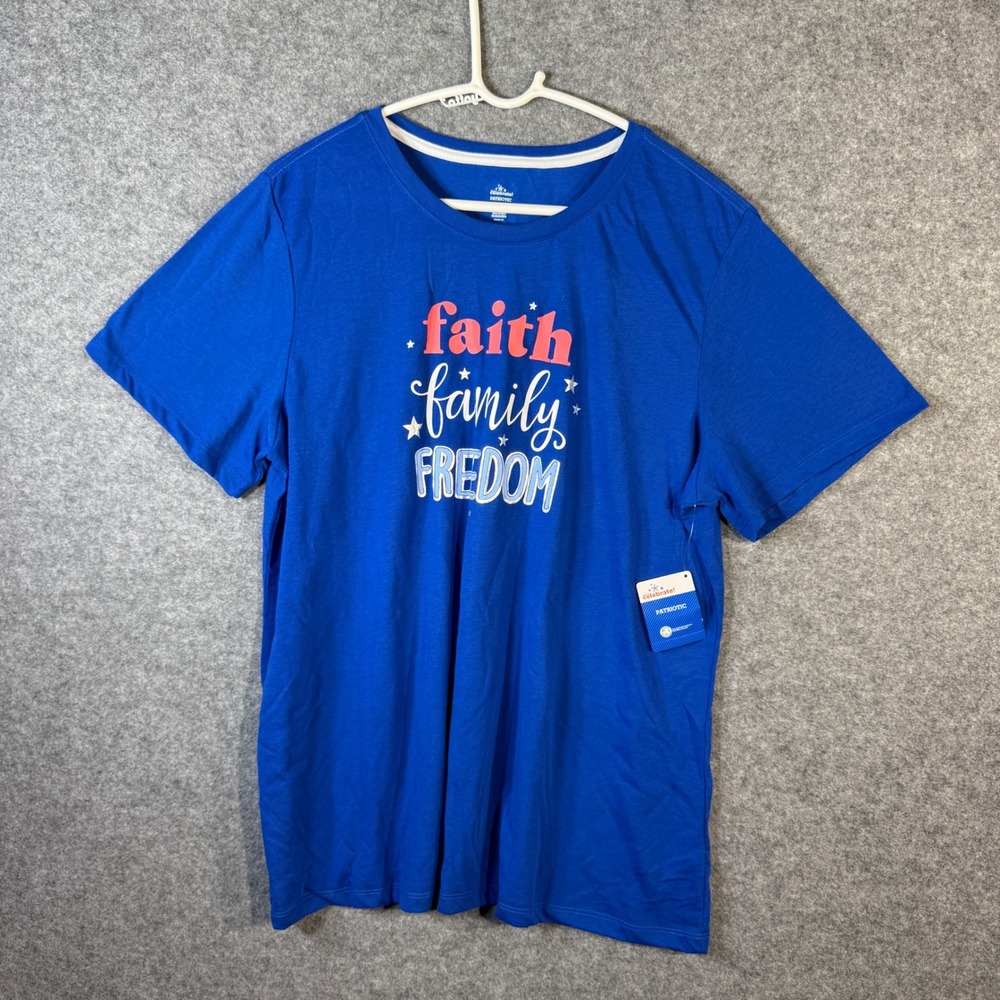 Celebrate Patriotic Faith Family Freedom Blue Short Sleeve T-Shirt XXL